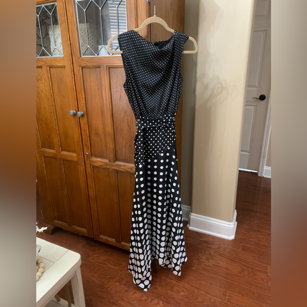 Banana Republic Maxi Dress, Tie Waist Belted Size 2 Polka dot Sleeveless